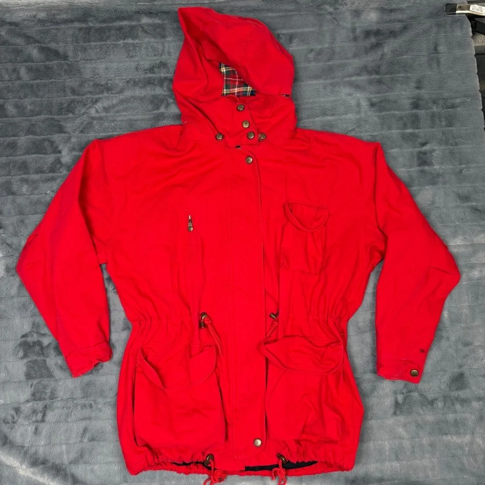 Vintage Express Provencal Classic Red Hooded Field Jacket Cotton Utility Mens M